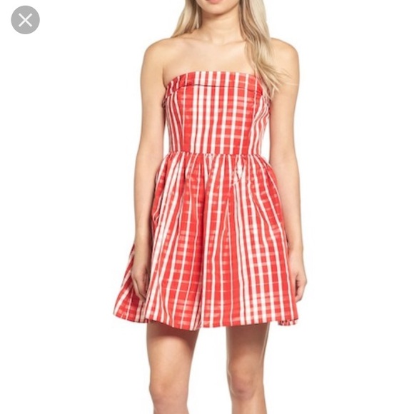 gingham strapless dress